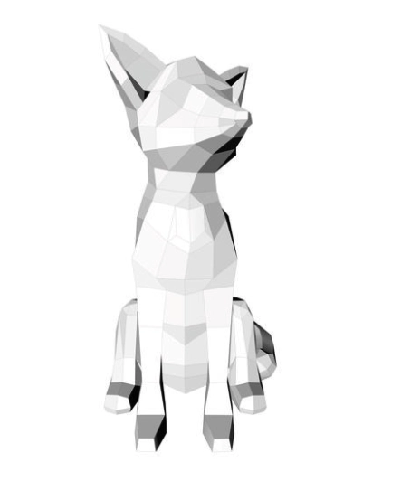 Der weiße Rohling einer stilisierten Fuchs-Figur