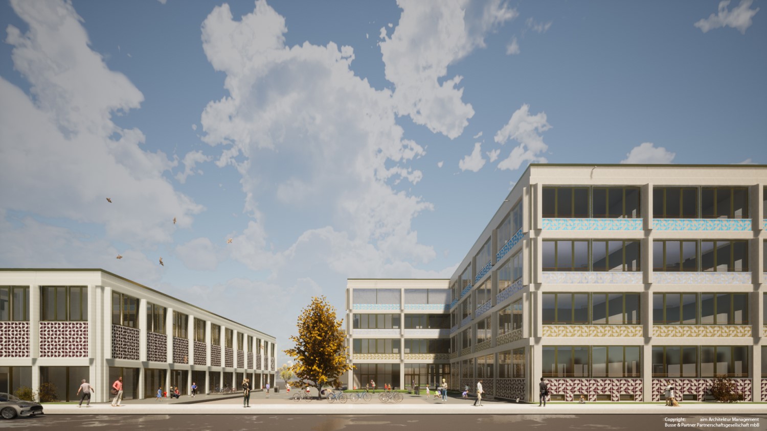 Die Visualisierung eines künftigen Schulgebäudes